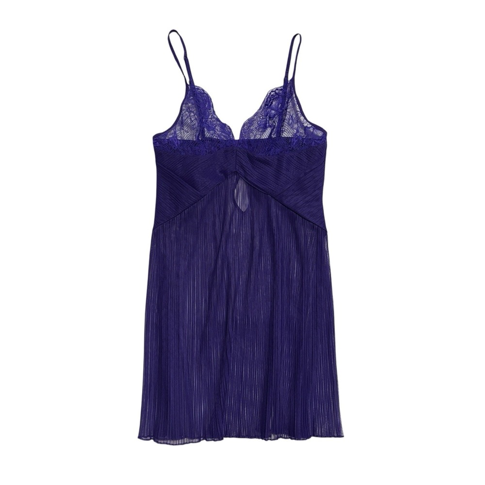 La Perla‎ Blossoms Small Chemise Pleated Tulle Lace Violet Purple